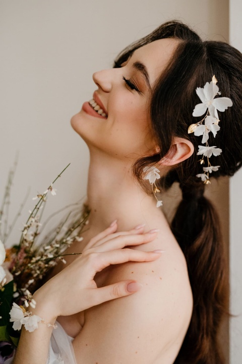 ślubna ozdoba do włosów z kwiatami boho ślub Fioretta - A dream twig