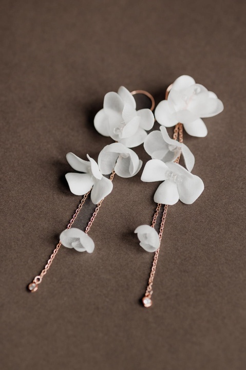 Kolczyki ślubne kwiaty rose gold Stella - A dream twig