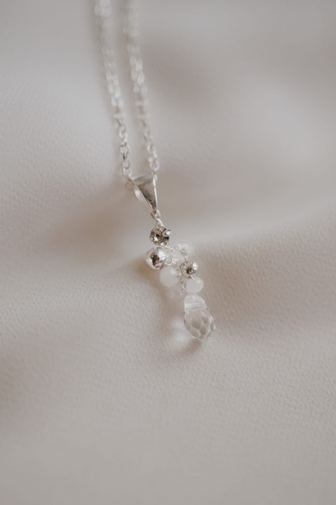 ślubny naszyjnik srebrny z kryształkami