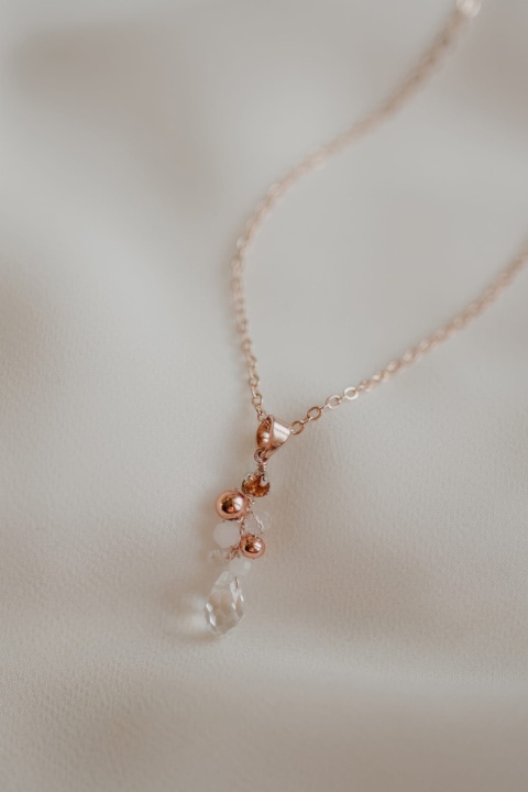 różowe złoto naszyjnik ślubny z kryształkami ROSE GOLD