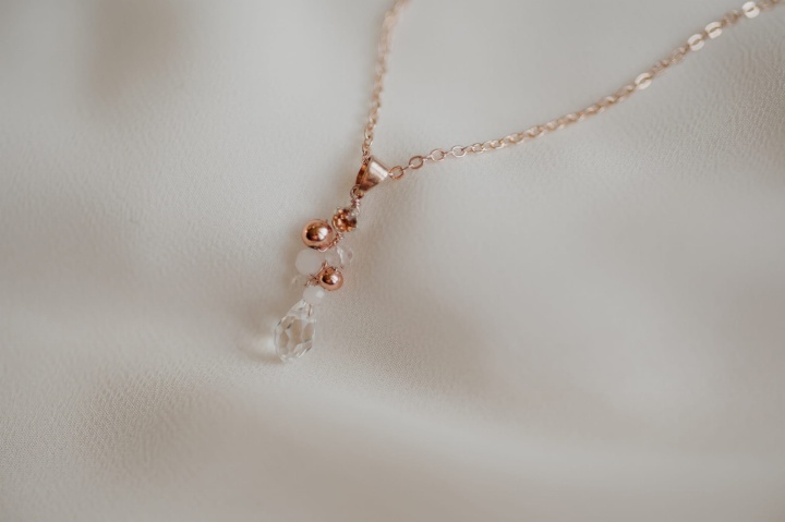 różowe złoto naszyjnik ślubny z kryształkami ROSE GOLD
