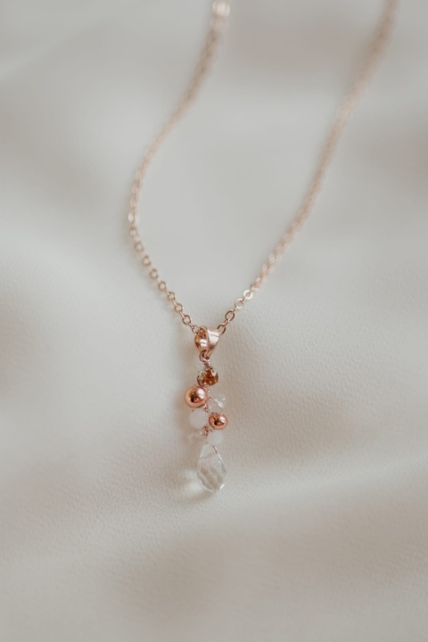 różowe złoto naszyjnik ślubny z kryształkami ROSE GOLD