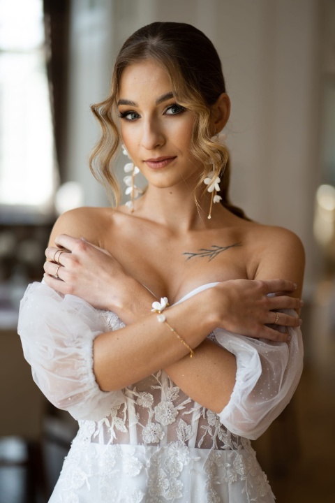 kolczyki ślubne + bransoletka ślubne ZŁOTE