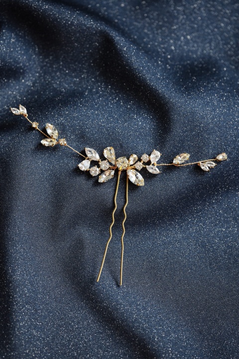 ślubna ozdoba do włosów złota z kryształkami
