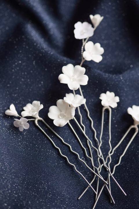 wsuwki do włosów srebrne ślubne