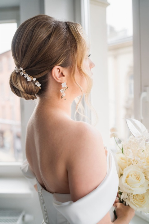 grzebyk do włosów z kwiatkami i listkami boho