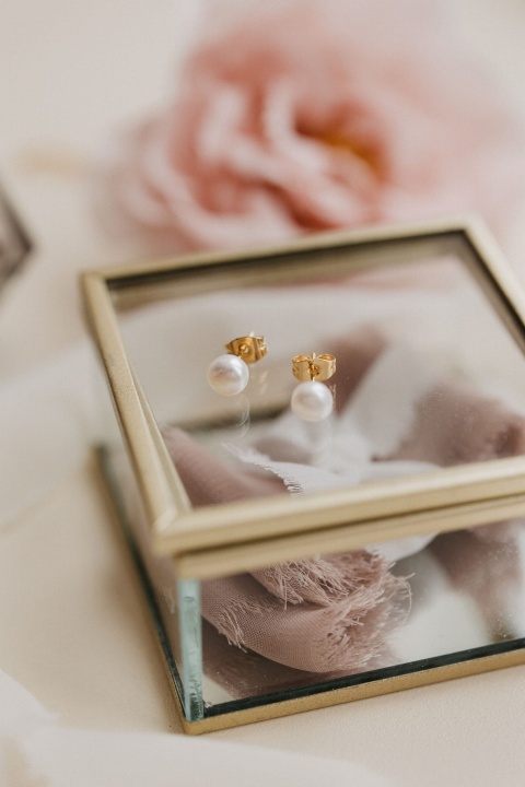 kolczyki sztyfty perła srebro pozłacane