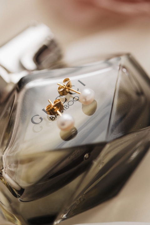 kolczyki sztyfty perła srebro pozłacane
