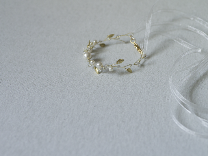 złota biżuteria ślubna z ecru perłami rustykalna A dream twig Lublin