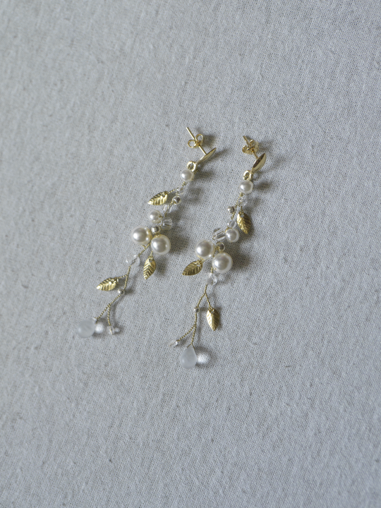 złota biżuteria ślubna z ecru perłami rustykalna A dream twig Lublin