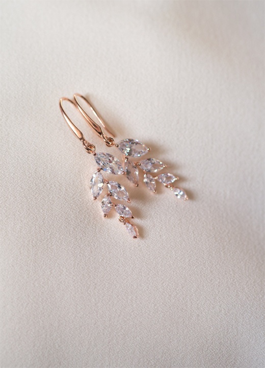 Rose Gold kolczyki ślubne z kryształkami