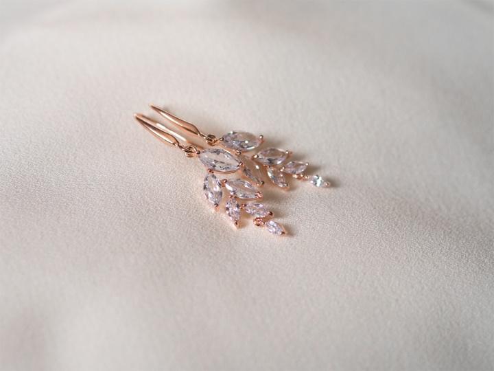 Rose Gold kolczyki ślubne z kryształkami