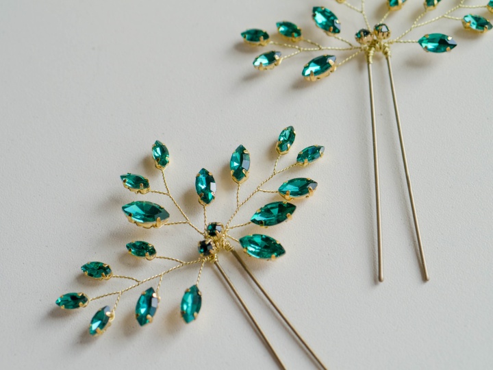 szmaragd ślubna ozdoba do włosów
