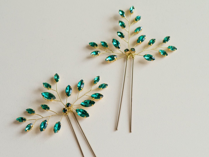 szmaragd ślubna ozdoba do włosów