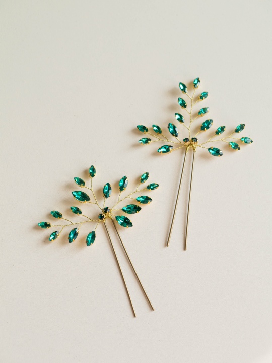 szmaragd ślubna ozdoba do włosów