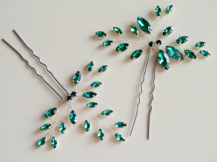 szmaragd wsuwki ślubne do włosów