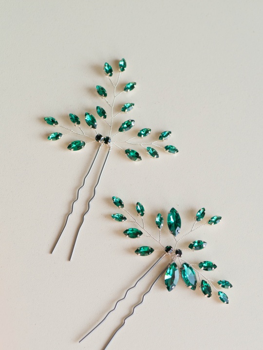 szmaragd wsuwki ślubne do włosów