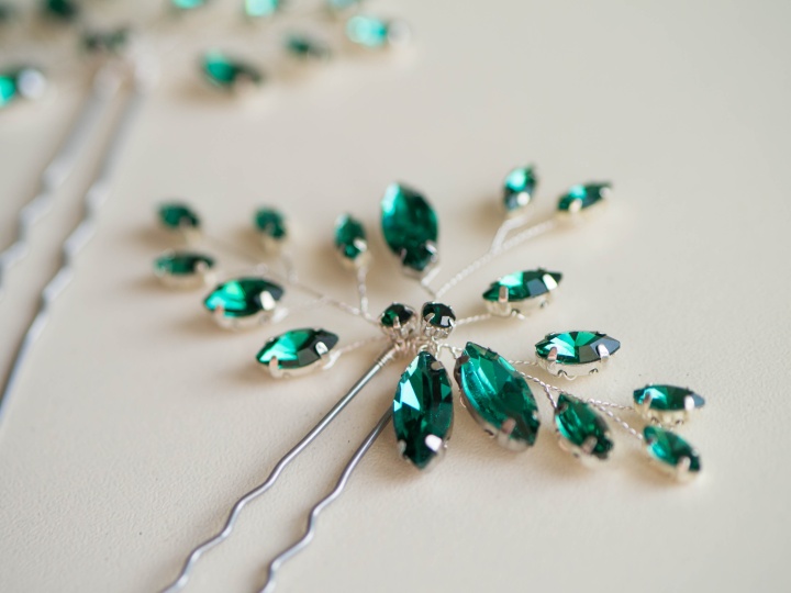 szmaragd wsuwki ślubne do włosów