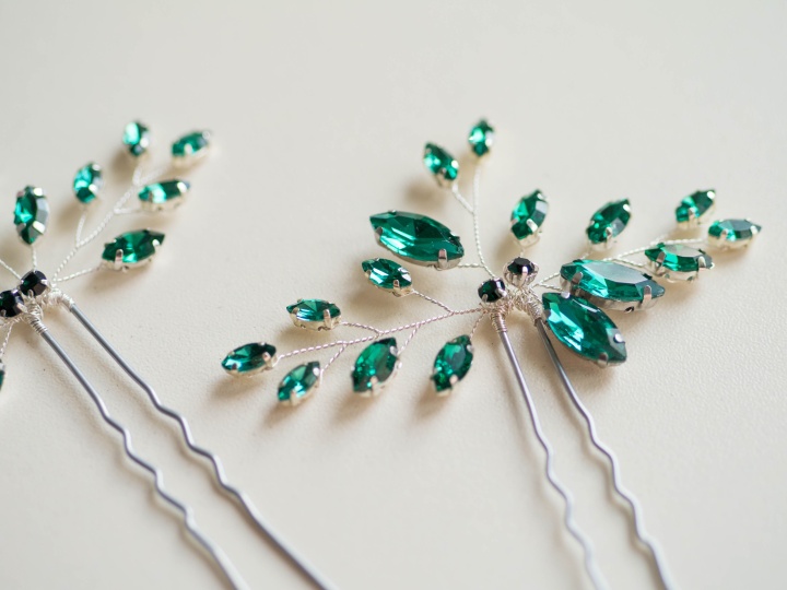 szmaragd wsuwki ślubne do włosów