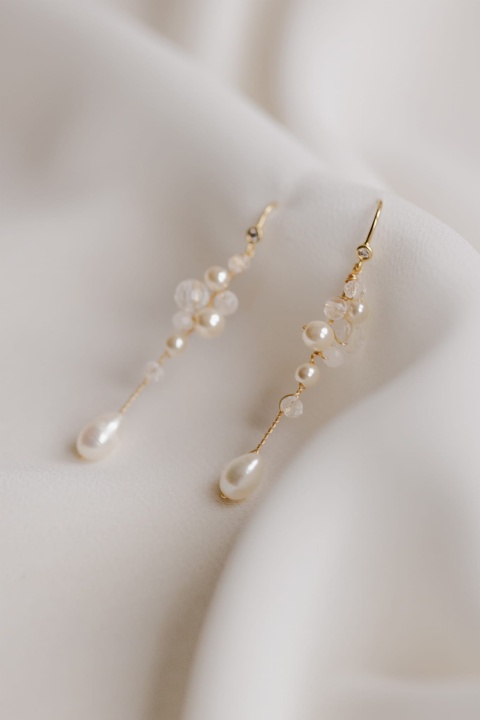 delikatne kolczyki z perłami ZŁOTO A dream twig na ślub lub wesele