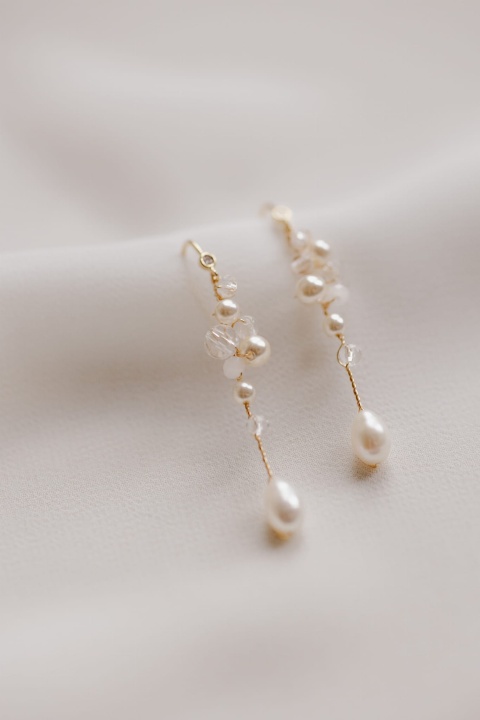 delikatne kolczyki z perłami ZŁOTO A dream twig na ślub lub wesele