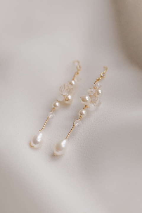 delikatne kolczyki z perłami ZŁOTO A dream twig na ślub lub wesele