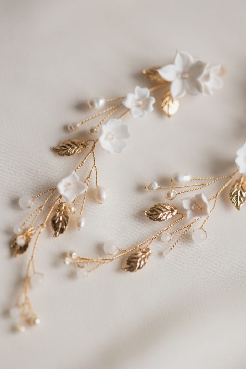 ozdoba do włosów ślubna z kwiatami ZŁOTO