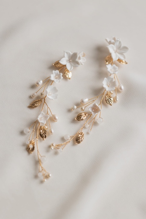 ozdoba do włosów ślubna z kwiatami ZŁOTO