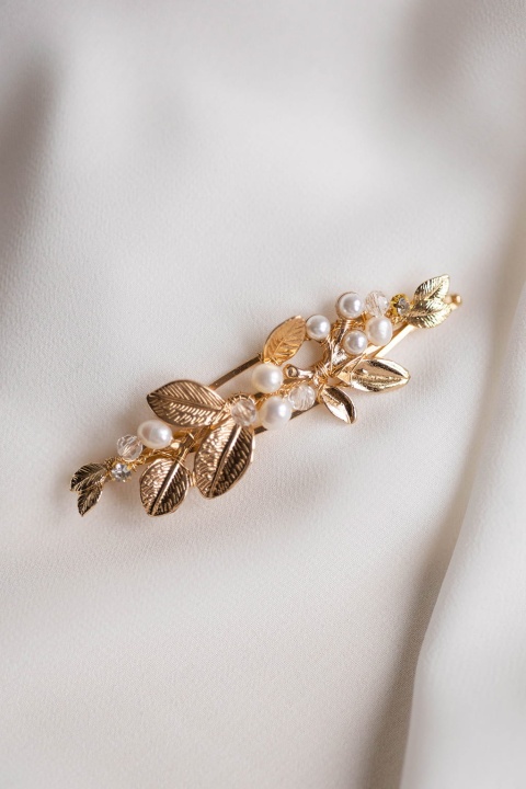 złota spinka do włosów z perłami Poli